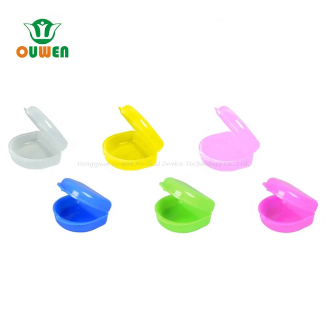 Ouwen fabricante ow-14-1 azul alineador de dientes dentales caja de retención de dentaduras dentales de la dentadura de acolva dental caja de almacenamiento de dientes